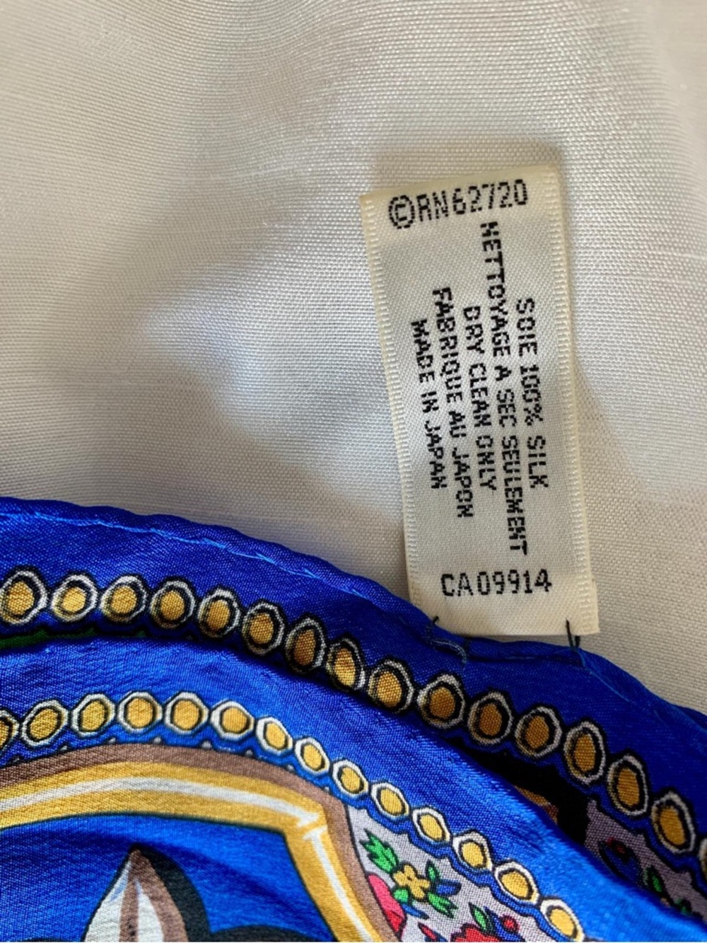 Adrienne Vittadini Royal Blue Red Floral Paisley Silk Scarf 11” x 52” - Picture 7 of 7